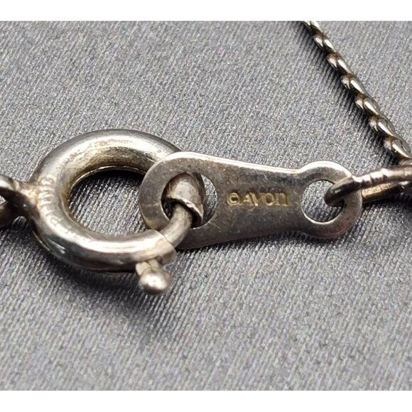 VTG Avon Sterling Silver Faceted Crystal Ball Pendant Necklace 18" Serpentine - Picture 6 of 9